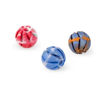 Piłka spiralna z pełnej gumy 6 cm - zabawka zapachowa dla psa