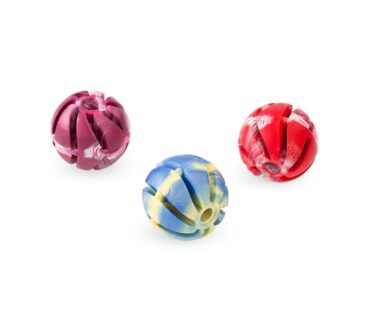 Piłka spiralna z pełnej gumy 7 cm - zabawka zapachowa dla psa