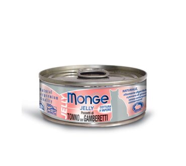 MONGE JELLY TUŃCZYK ŻÓŁTOPŁETWY W GALARECIE Z KREWETKAMI 80G