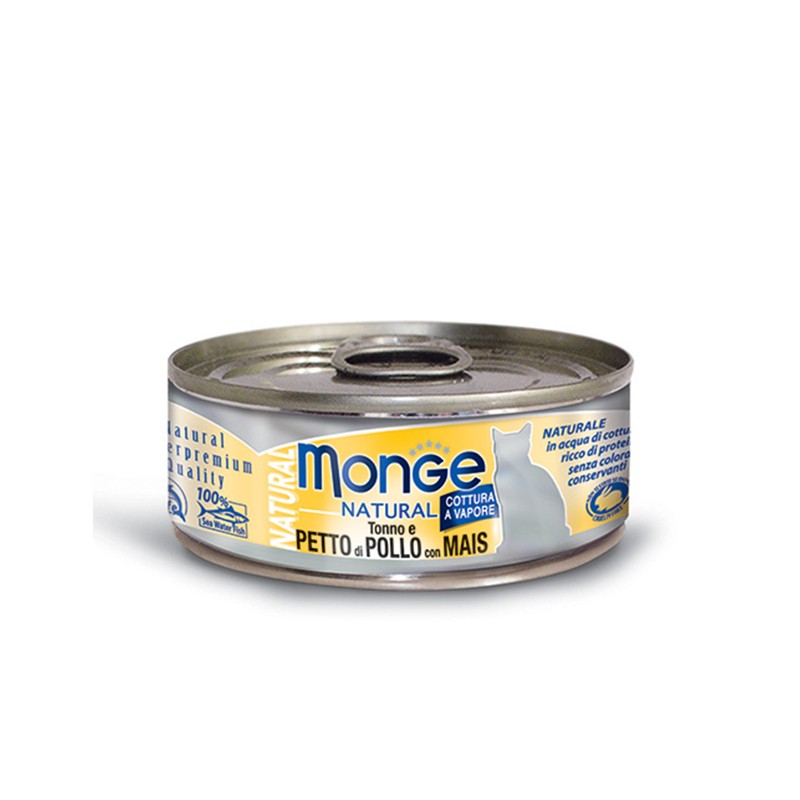 MONGE NATURAL TUŃCZYK Z KURCZAKIEM I KUKURYDZĄ 80G