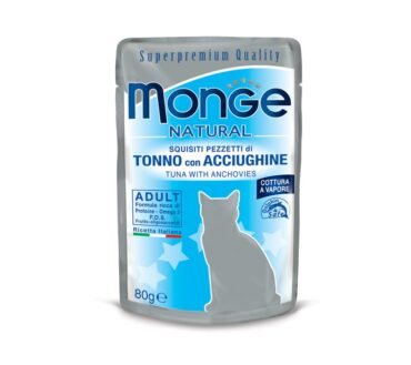 MONGE NATURAL TUŃCZYK Z ANCHOIS W GALARECIE SASZETKA 80G