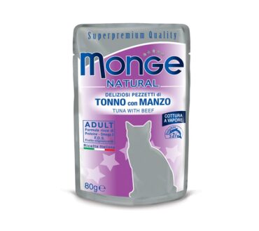 MONGE NATURAL TUŃCZYK Z WOŁOWINĄ W GALARECIE SASZETKA 80G