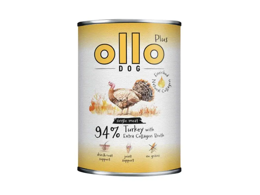 Ollo Plus Karma Mokra Pełnoporcjowa dla psa – Indyk 400 g (monobiałkowa)