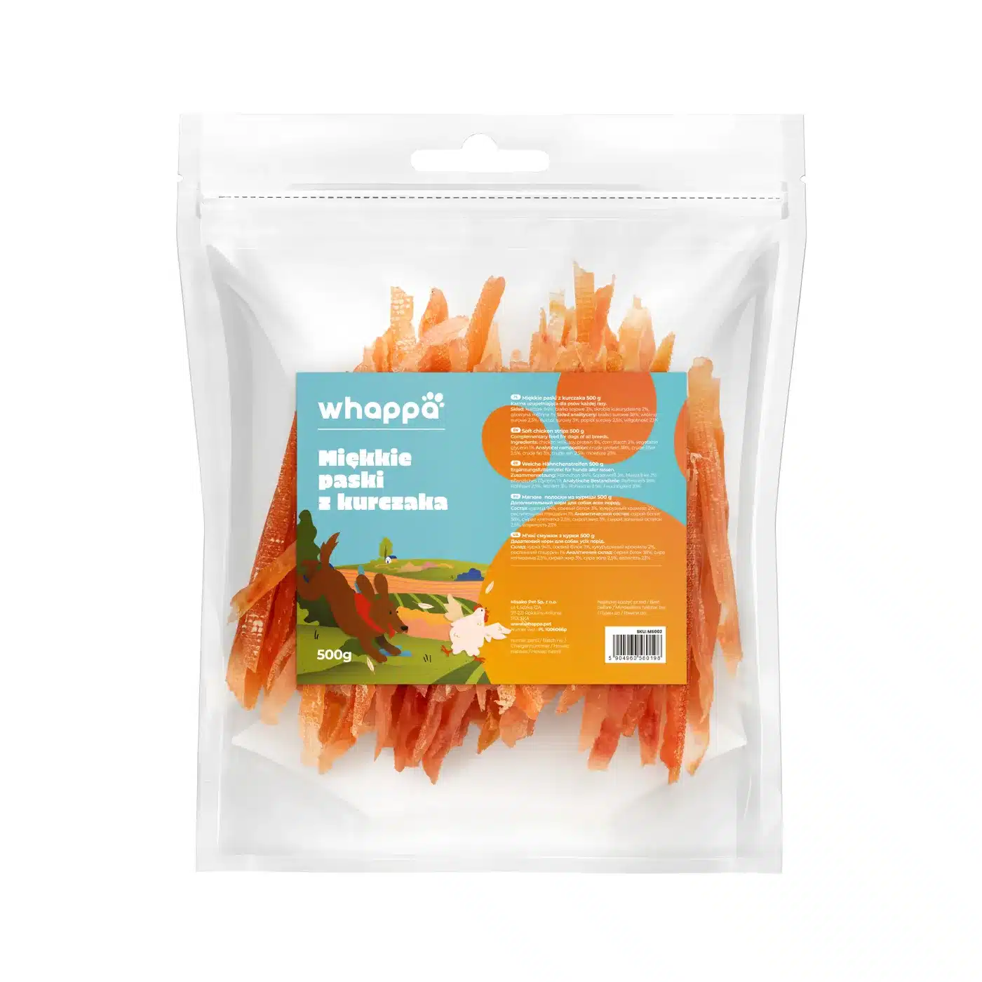Whappa Miękkie paski z kurczaka – 500 g
